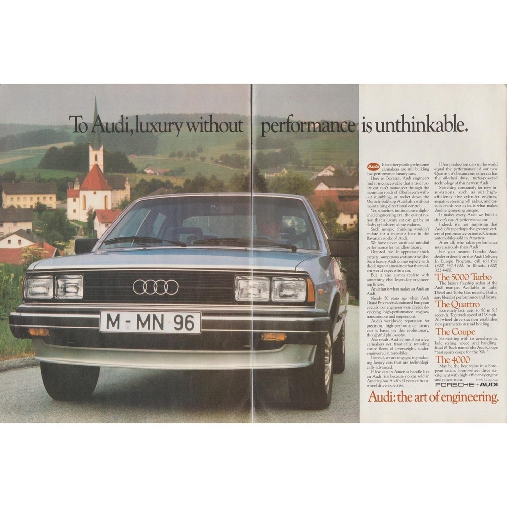 1982 Audi Quattro 5000 Turbo Quattro Coupe 4000 German Car Wall Art Garage Decor